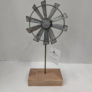 CWI Gifts Simple Windmill Table Sitter - 10 inch Galvanized Metal Windmill